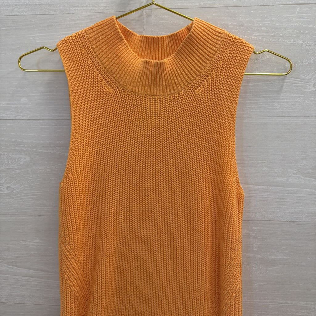 Loft Orange Knit Mock Neck Tank Top Extra Small