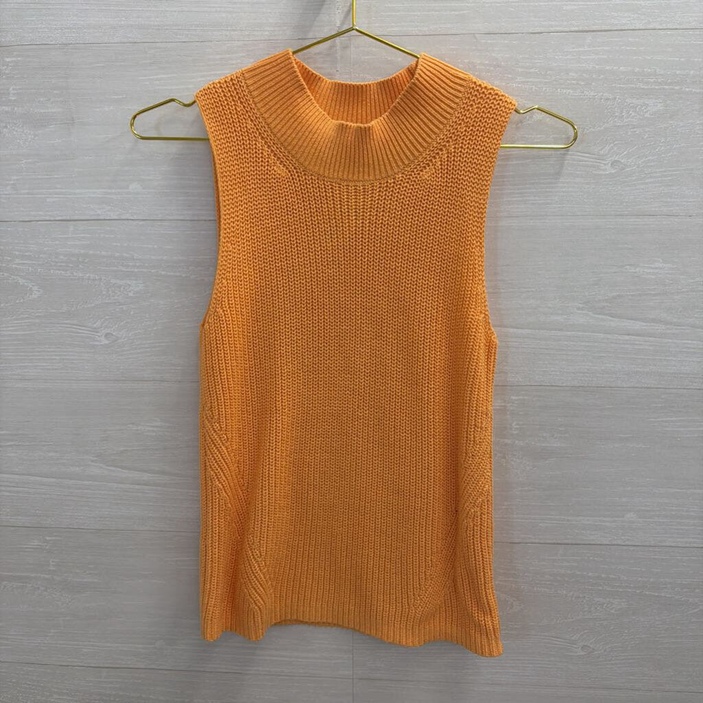 Loft Orange Knit Mock Neck Tank Top Extra Small