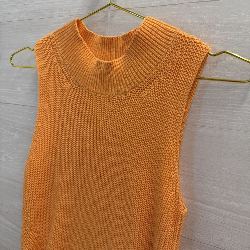 Loft Orange Knit Mock Neck Tank Top Extra Small