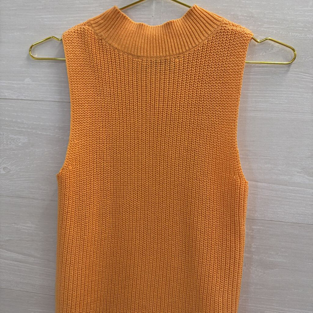 Loft Orange Knit Mock Neck Tank Top Extra Small