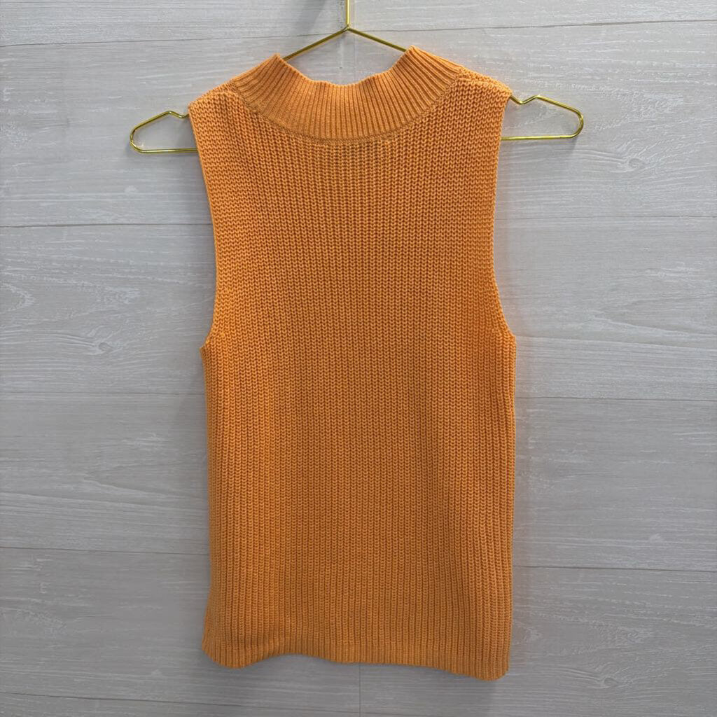 Loft Orange Knit Mock Neck Tank Top Extra Small