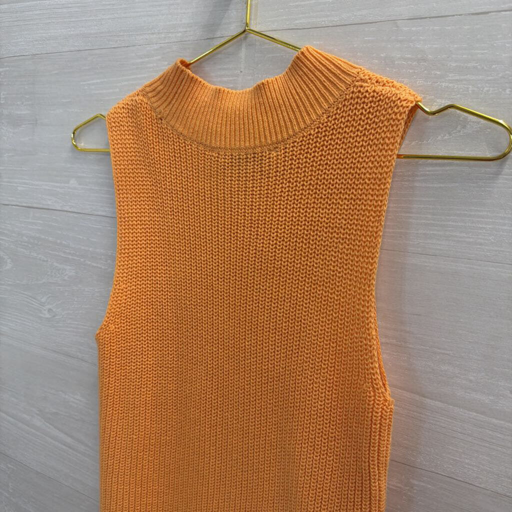 Loft Orange Knit Mock Neck Tank Top Extra Small