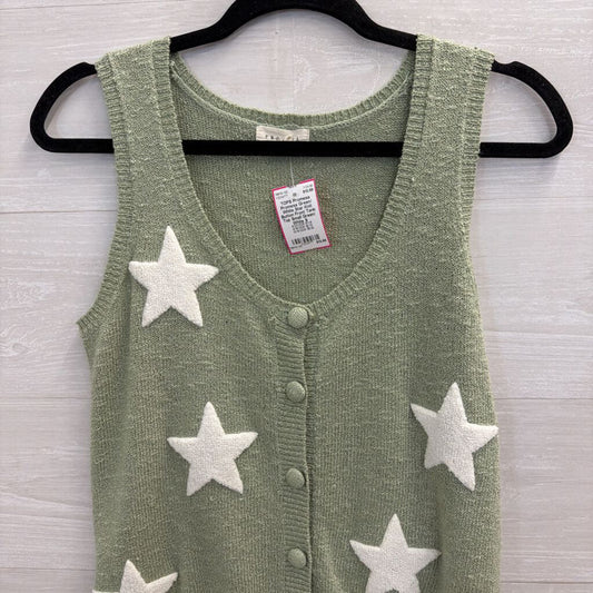 Promesa Green/ White Star Knit Button Front Tank Top Small