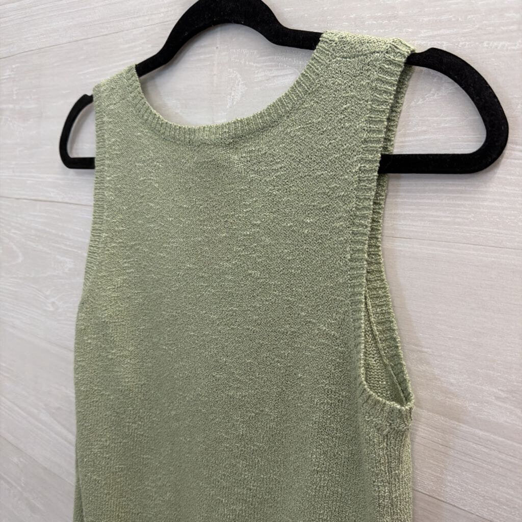 Promesa Green/ White Star Knit Button Front Tank Top Small