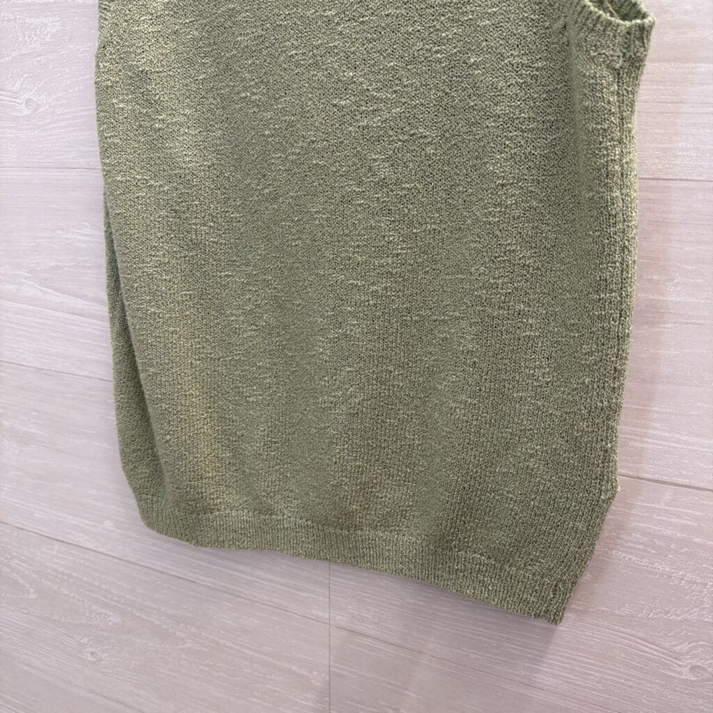 Promesa Green/ White Star Knit Button Front Tank Top Small