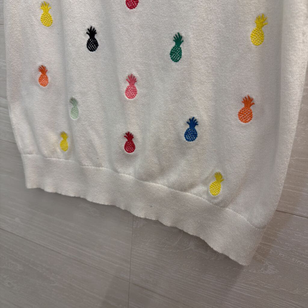 Loft White/ Multi Embroidered Pineapple Tank Top Small