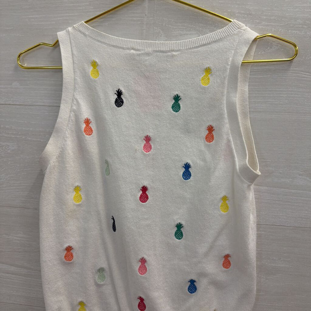 Loft White/ Multi Embroidered Pineapple Tank Top Small