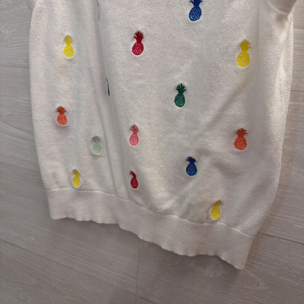 Loft White/ Multi Embroidered Pineapple Tank Top Small