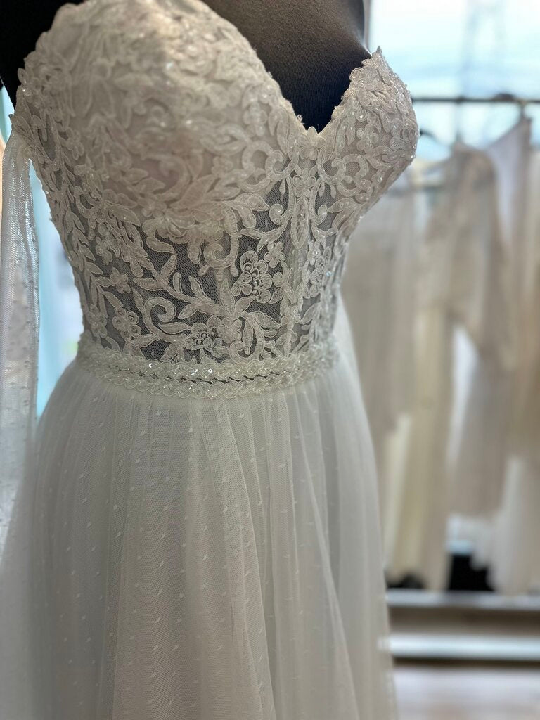Jessica McClintock Ivory Beaded Lace Swiss Dot Bridal Gown 12