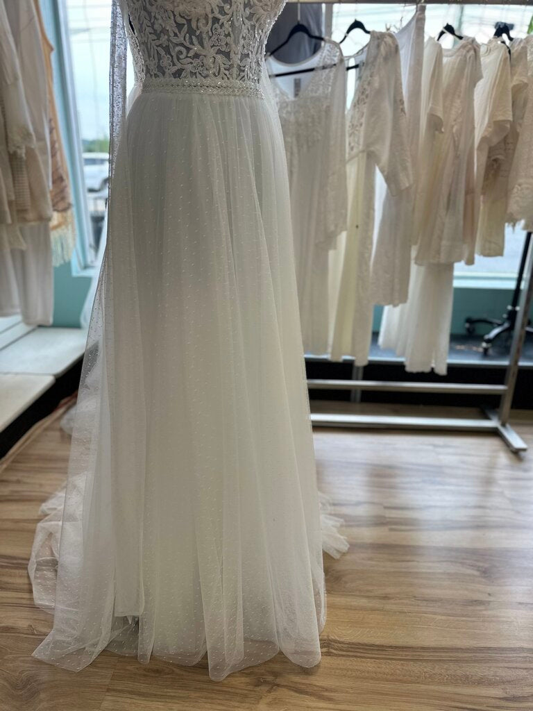 Jessica McClintock Ivory Beaded Lace Swiss Dot Bridal Gown 12