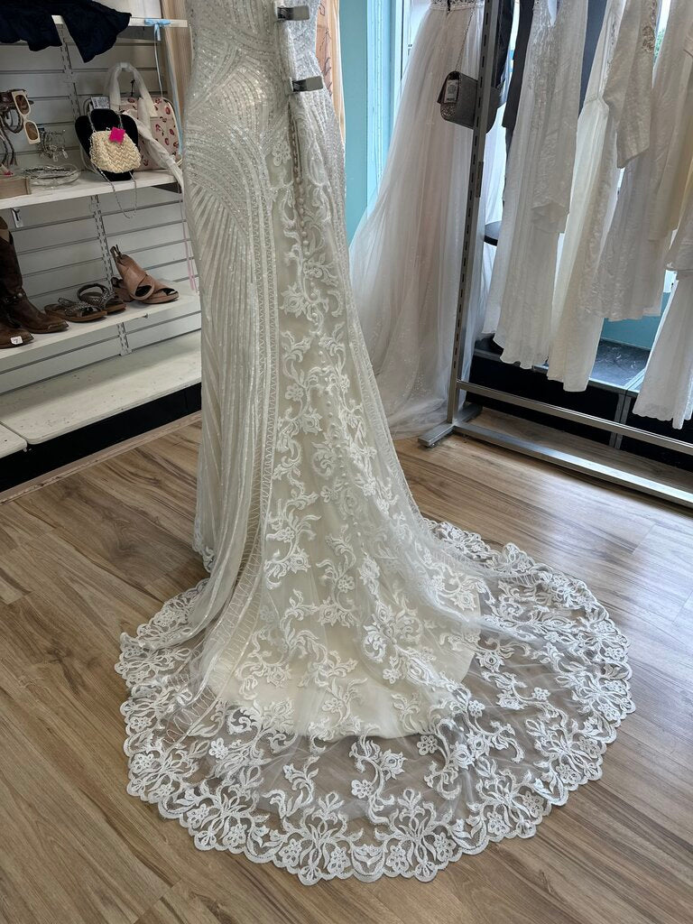 Kitty Chen Ivory/ Champagne Beaded Strapless Bridal Gown 12