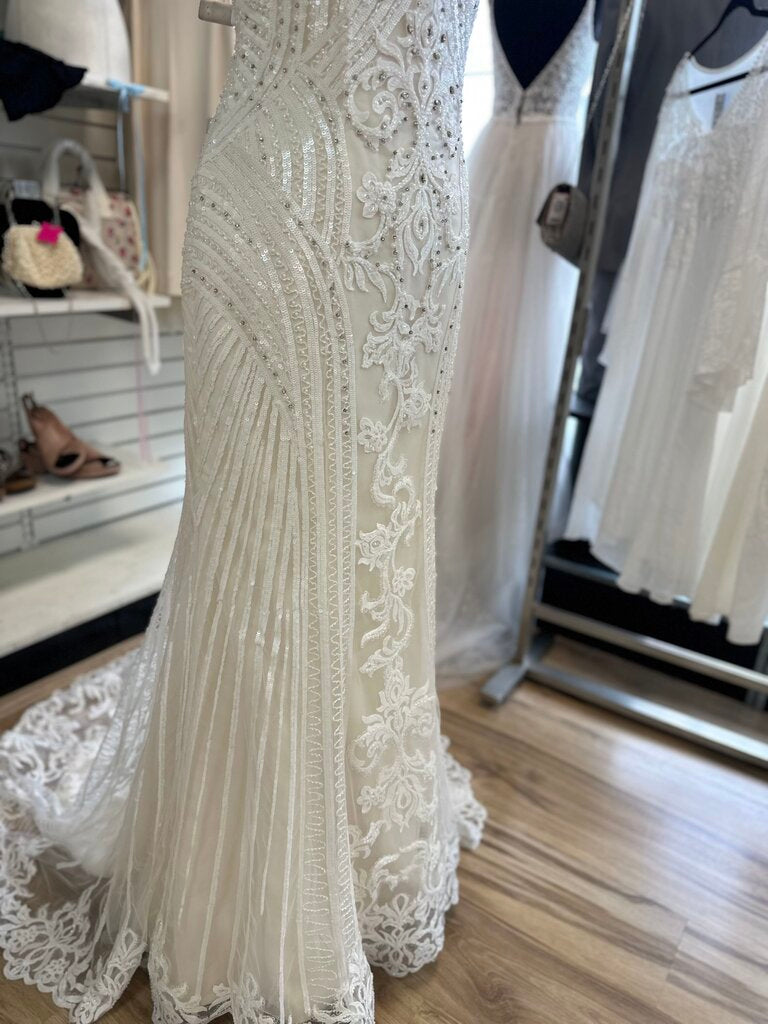 Kitty Chen Ivory/ Champagne Beaded Strapless Bridal Gown 12