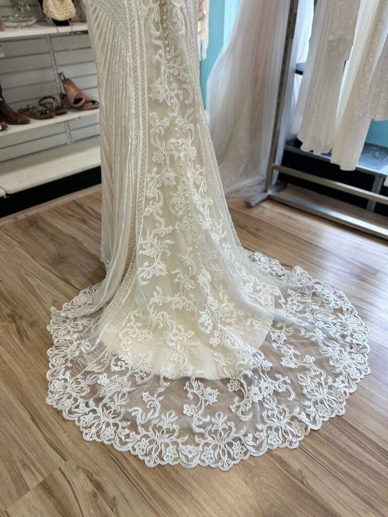 Kitty Chen Ivory/ Champagne Beaded Strapless Bridal Gown 12