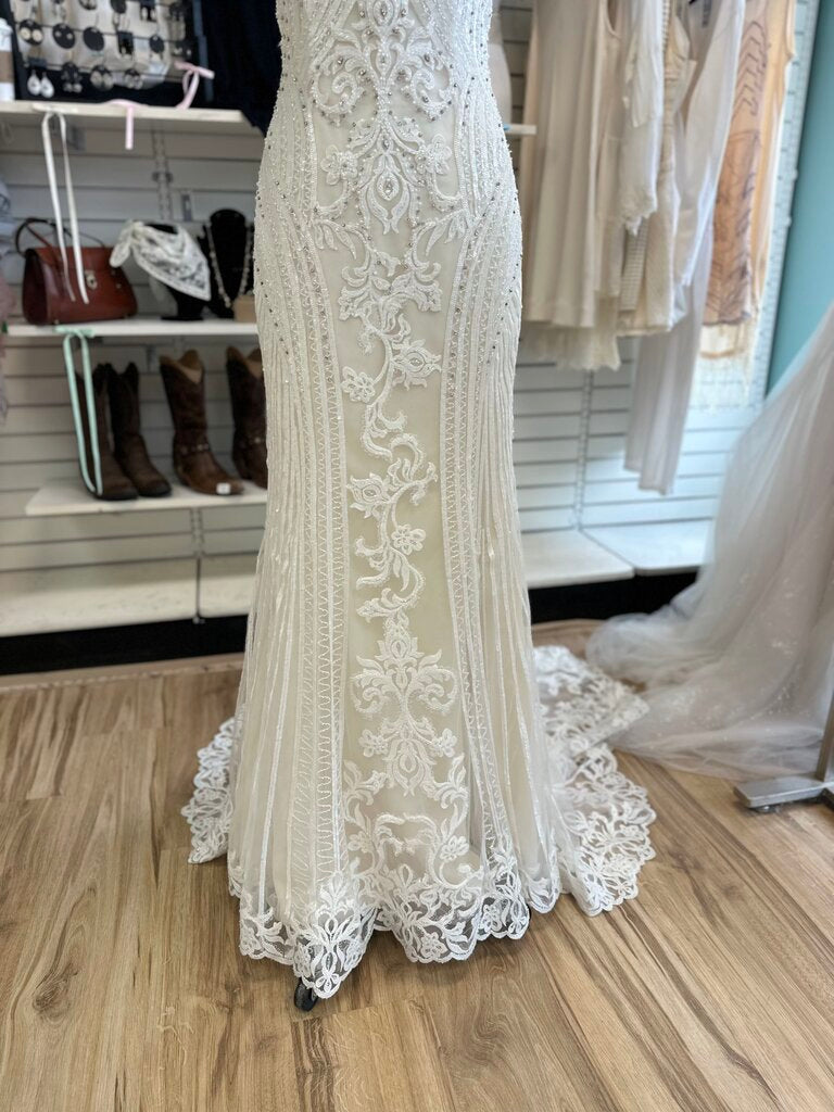 Kitty Chen Ivory/ Champagne Beaded Strapless Bridal Gown 12
