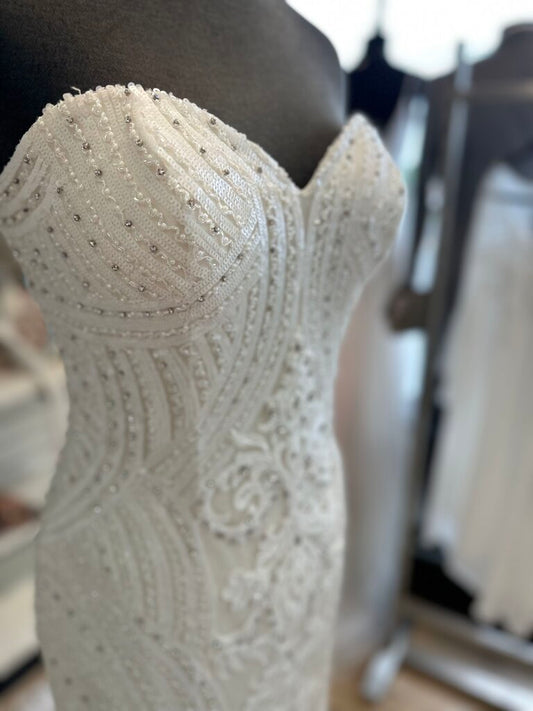 Kitty Chen Ivory/ Champagne Beaded Strapless Bridal Gown 12