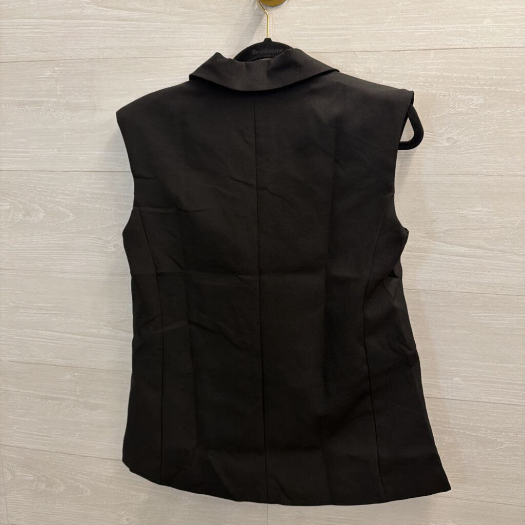 Umgee Black Gold Button Sleeveless Vest Top Small