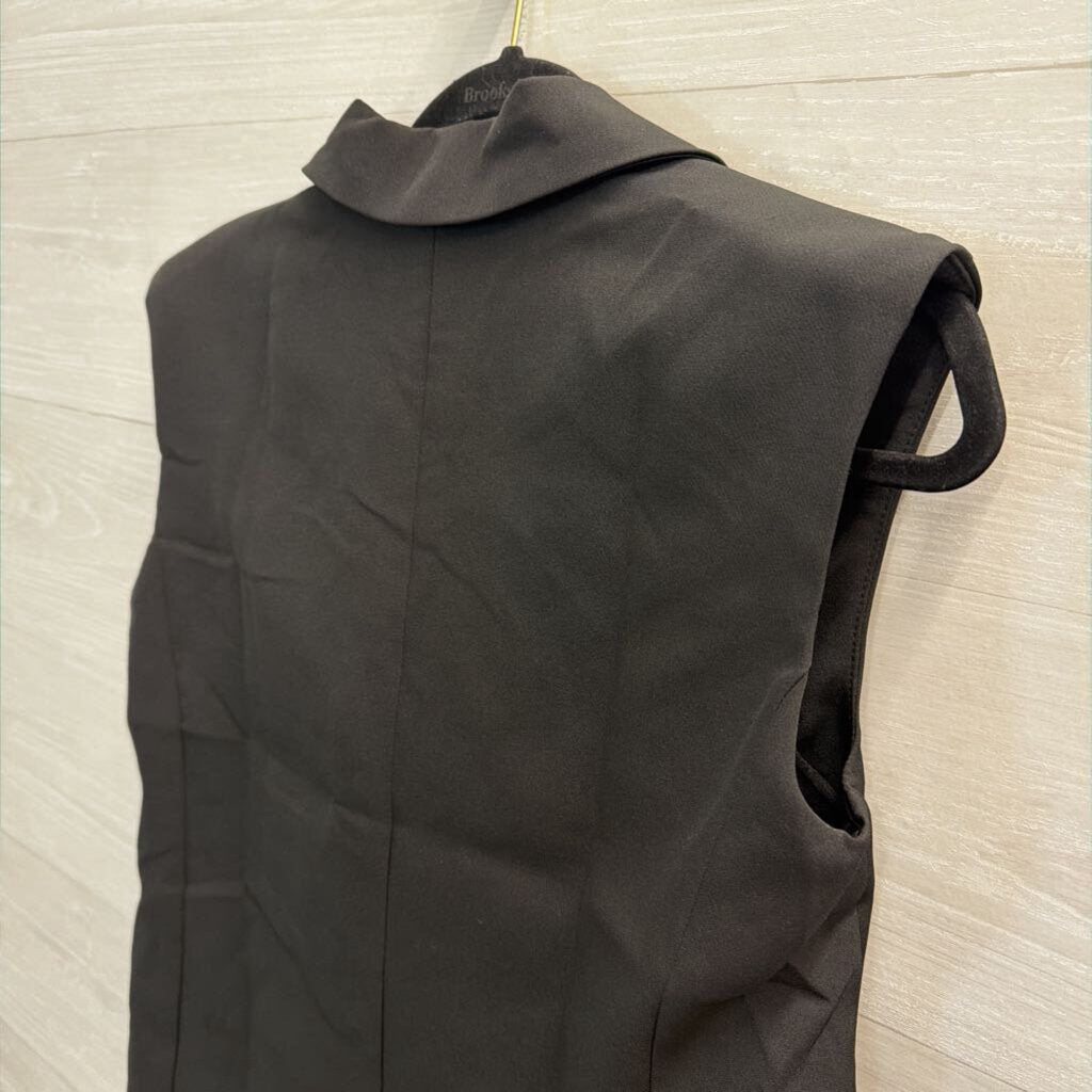 Umgee Black Gold Button Sleeveless Vest Top Small