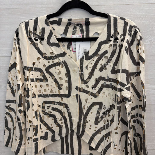 Origami Soft Cream/ Grey Cutout Print Suede Top Small