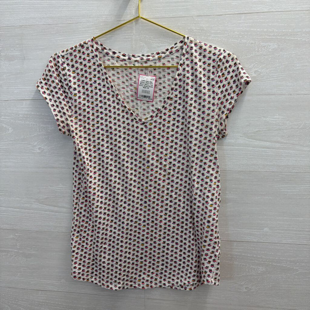 Gap White/ Multi Print Short Sleeve Top Extra Small