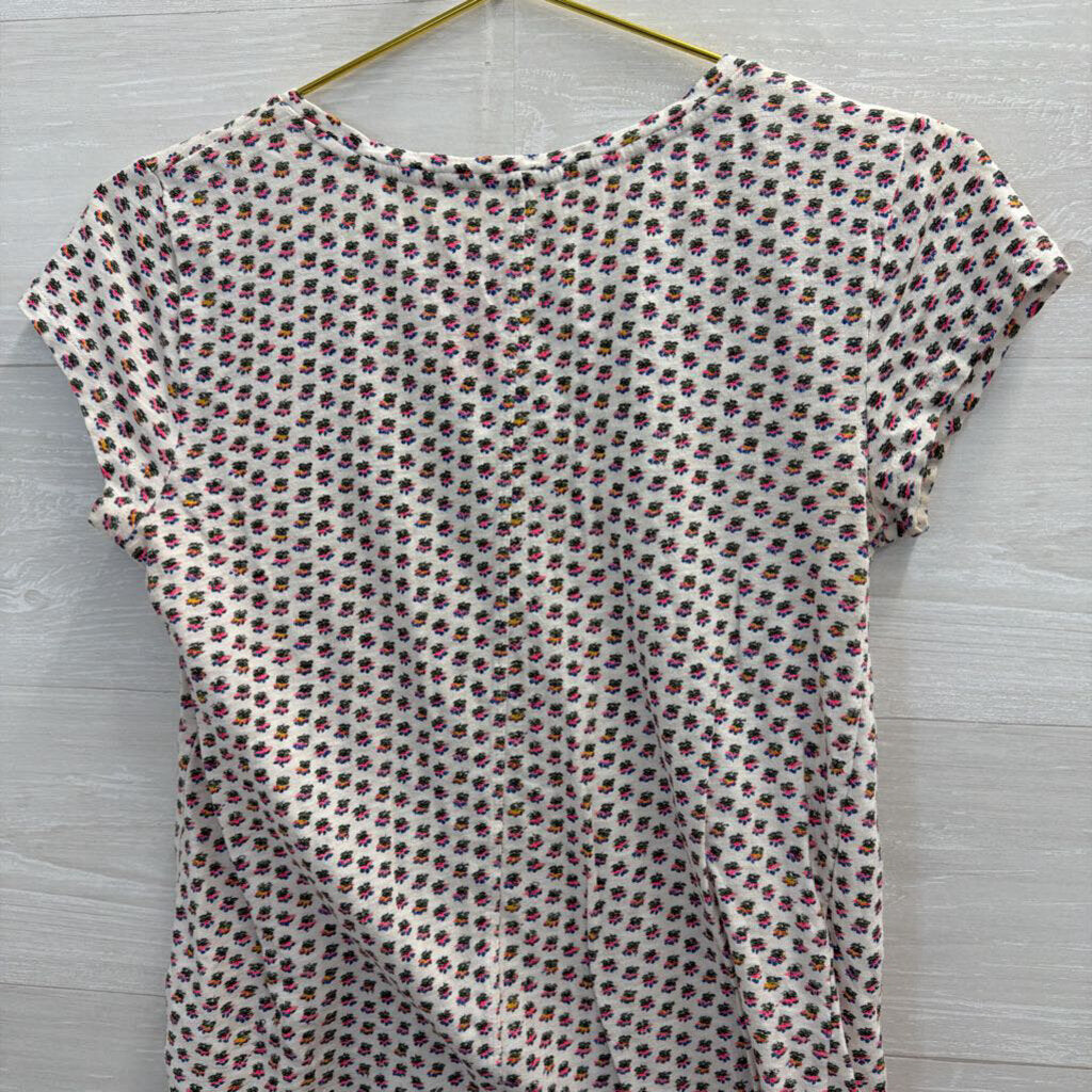 Gap White/ Multi Print Short Sleeve Top Extra Small