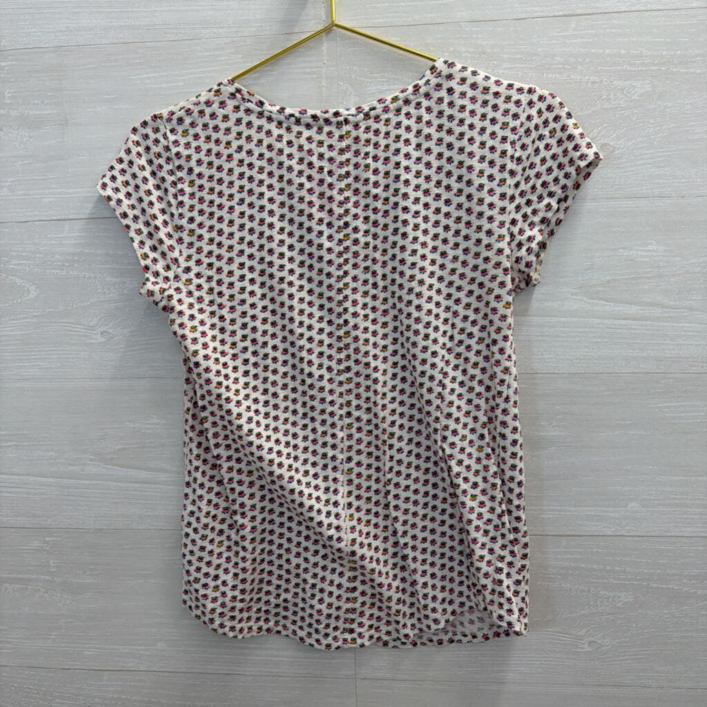 Gap White/ Multi Print Short Sleeve Top Extra Small