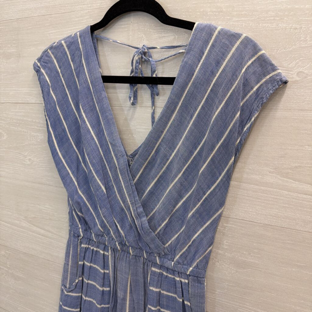 Blue/ White Striped Midi Dress Small