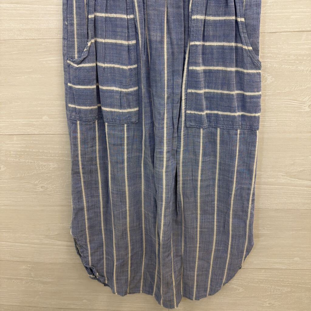 Blue/ White Striped Midi Dress Small