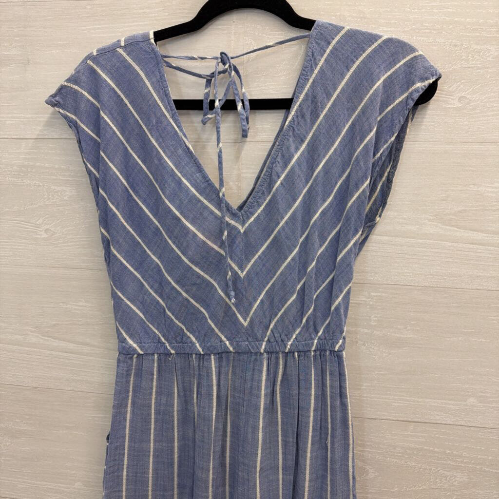 Blue/ White Striped Midi Dress Small