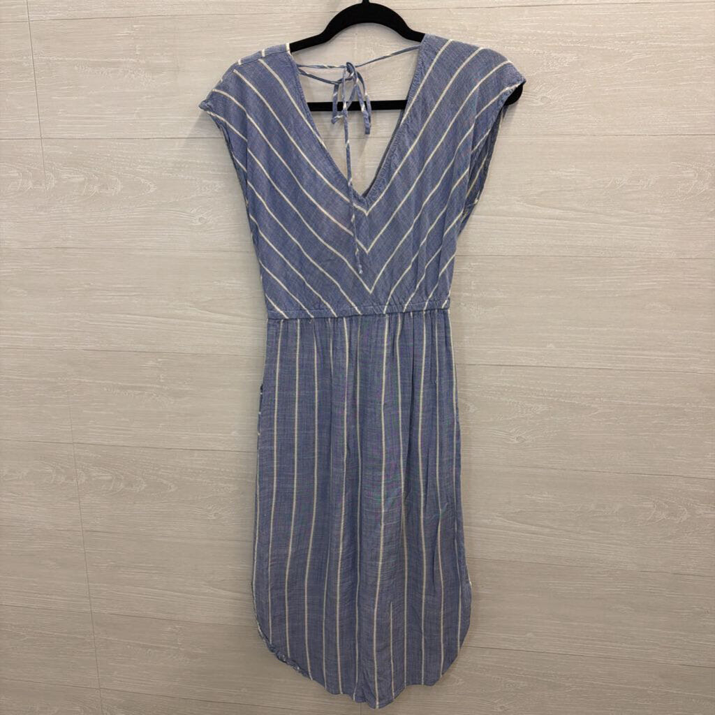 Blue/ White Striped Midi Dress Small
