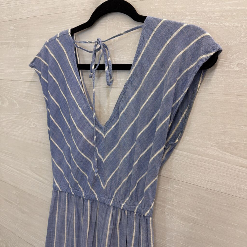 Blue/ White Striped Midi Dress Small