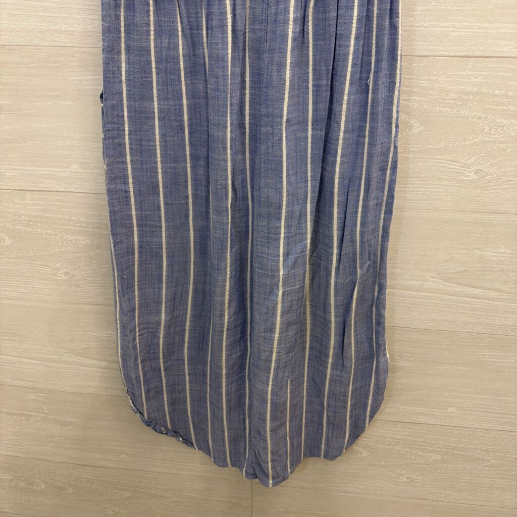 Blue/ White Striped Midi Dress Small