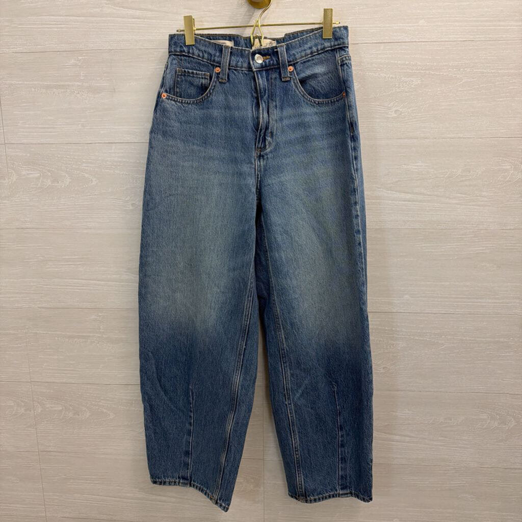 Medium Wash High Rise Easy Barrel Jeans 2