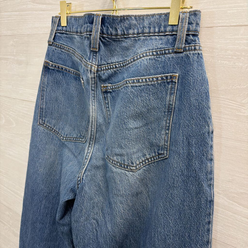 Medium Wash High Rise Easy Barrel Jeans 2