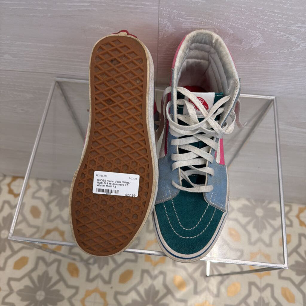 Vans White/ Multi Sk8 Hi Sneakers 7.5