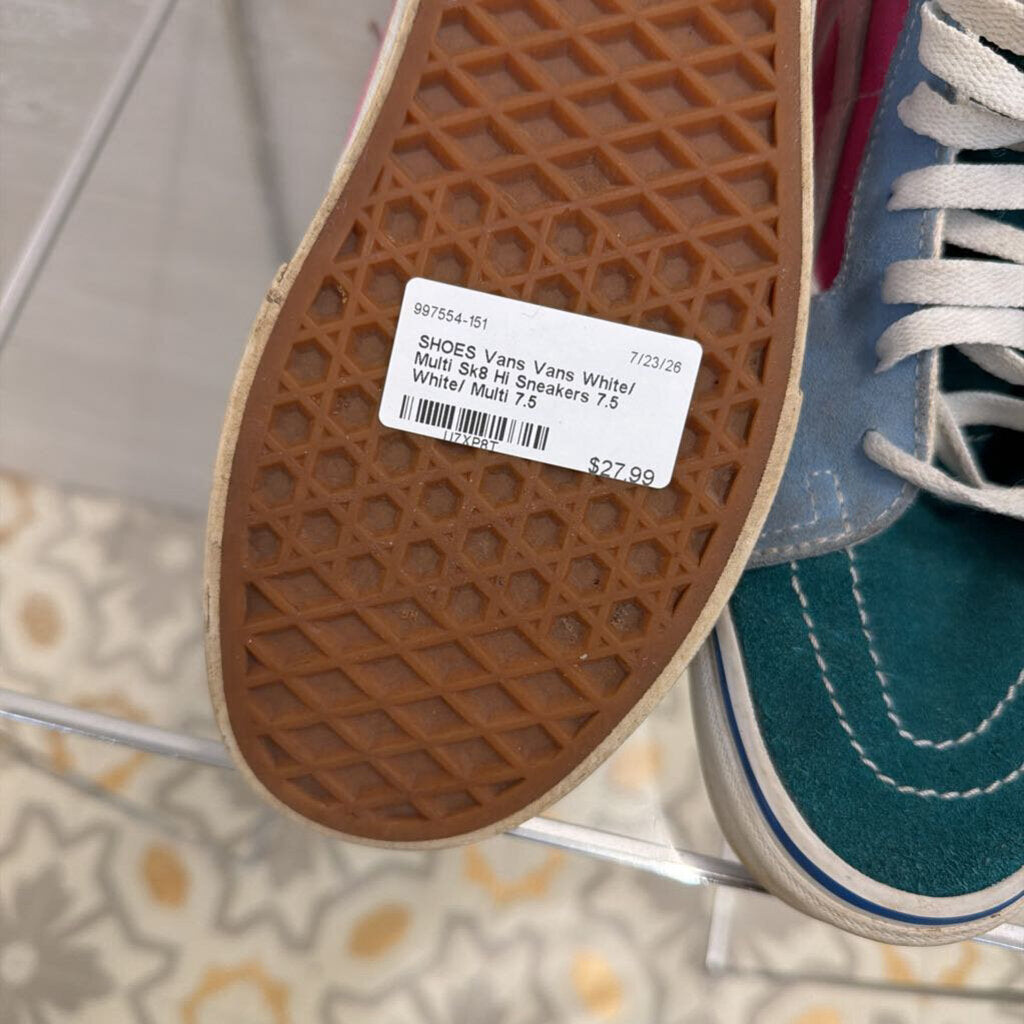 Vans White/ Multi Sk8 Hi Sneakers 7.5