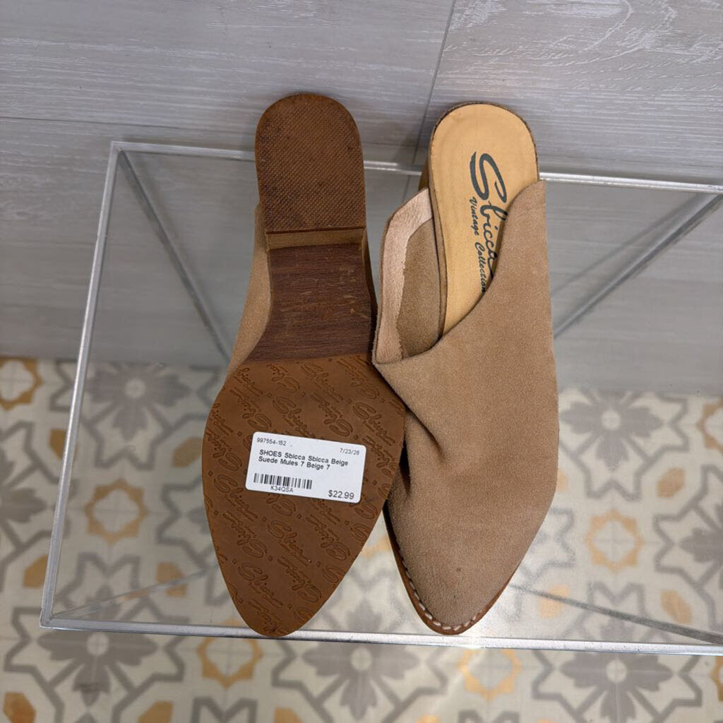 Sbicca Beige Suede Mules 7