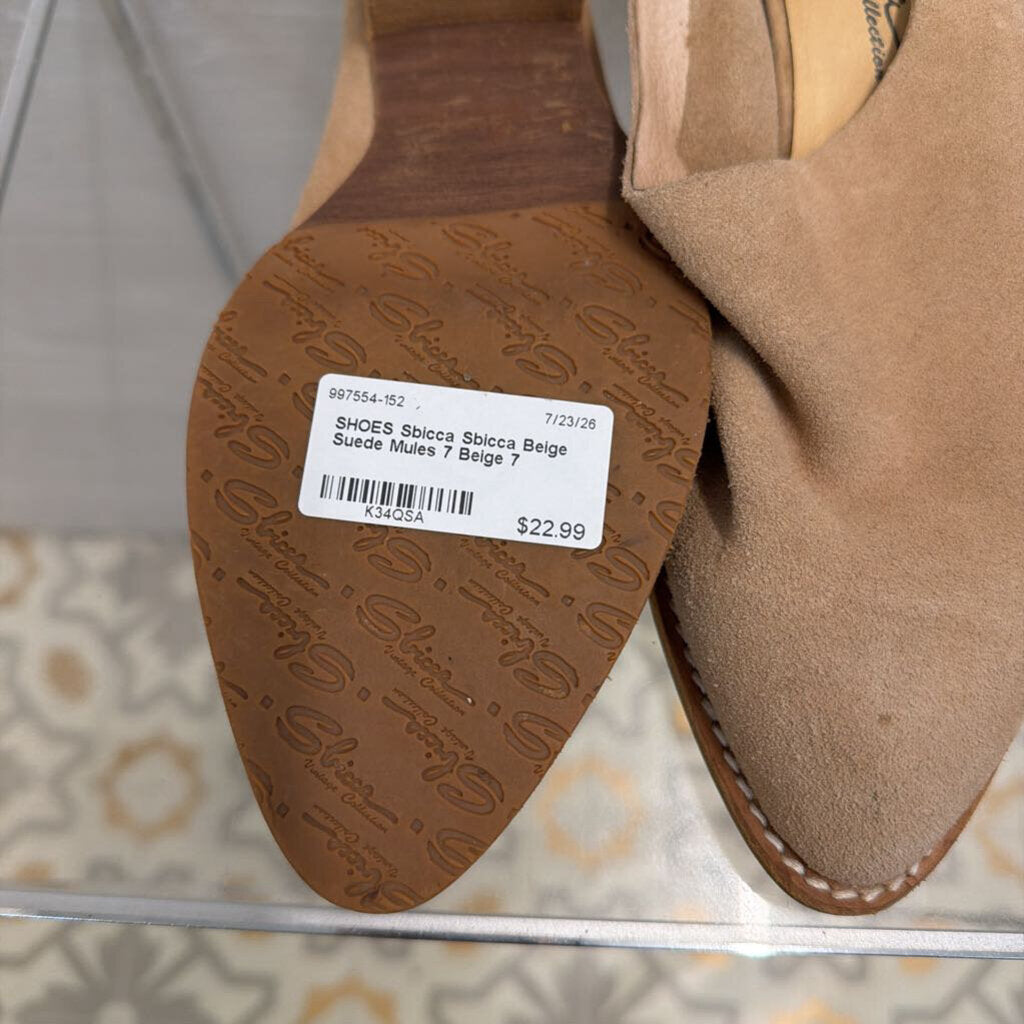 Sbicca Beige Suede Mules 7