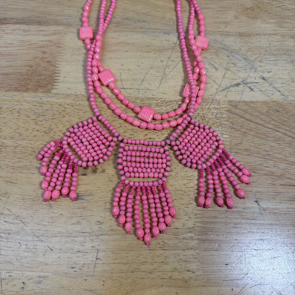 Pink Beaded Statement Necklace