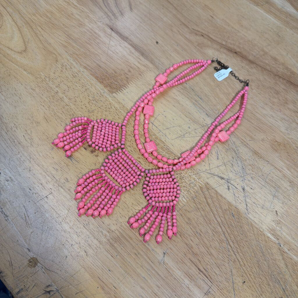 Pink Beaded Statement Necklace