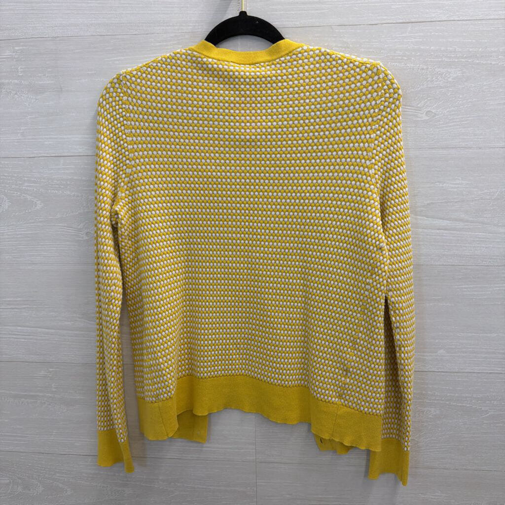 Ann Taylor Yellow/ White Striped Knit Cardigan Sweater Small