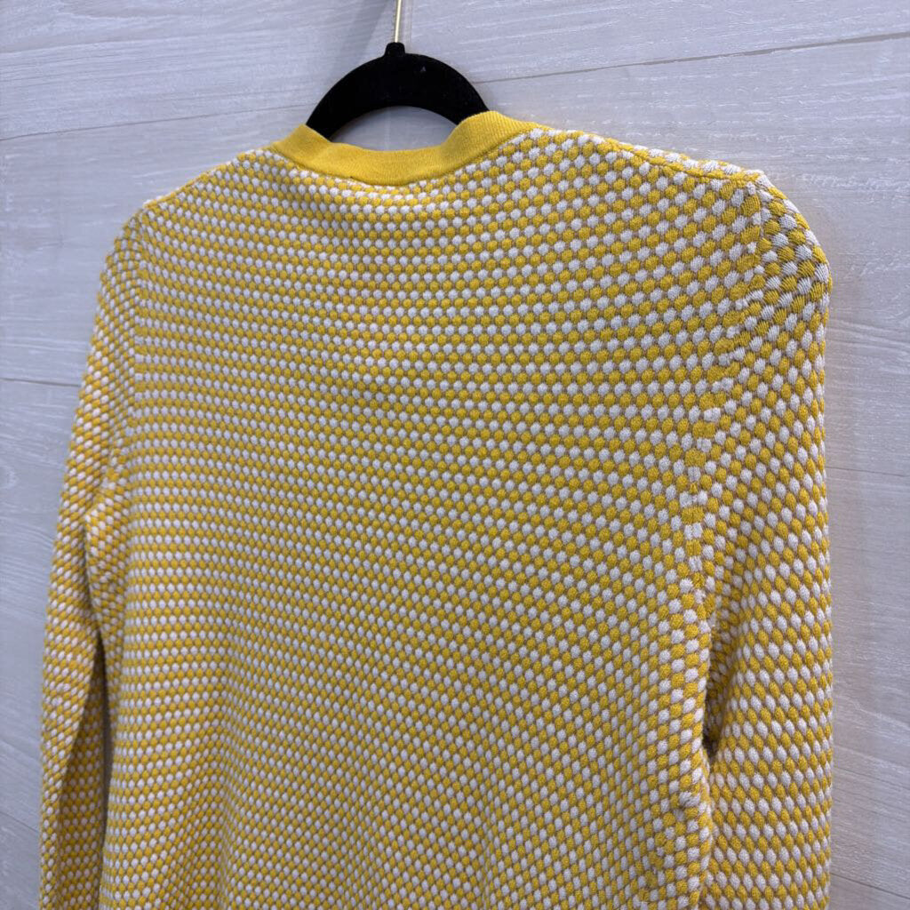 Ann Taylor Yellow/ White Striped Knit Cardigan Sweater Small