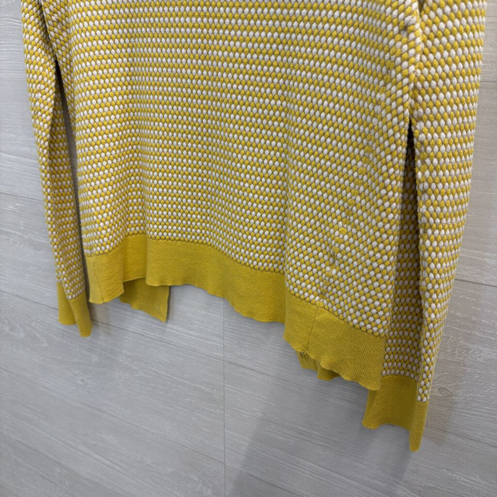 Ann Taylor Yellow/ White Striped Knit Cardigan Sweater Small