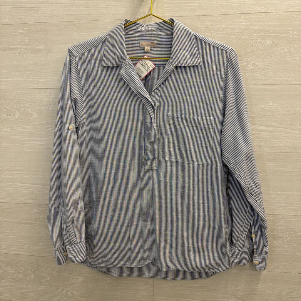Gap Blue/ White Striped Long Sleeve Top Small