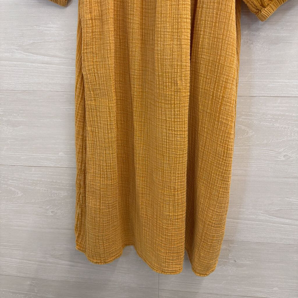Wonderly Yellow Textured Short Puff Sleeve Top Small Petite