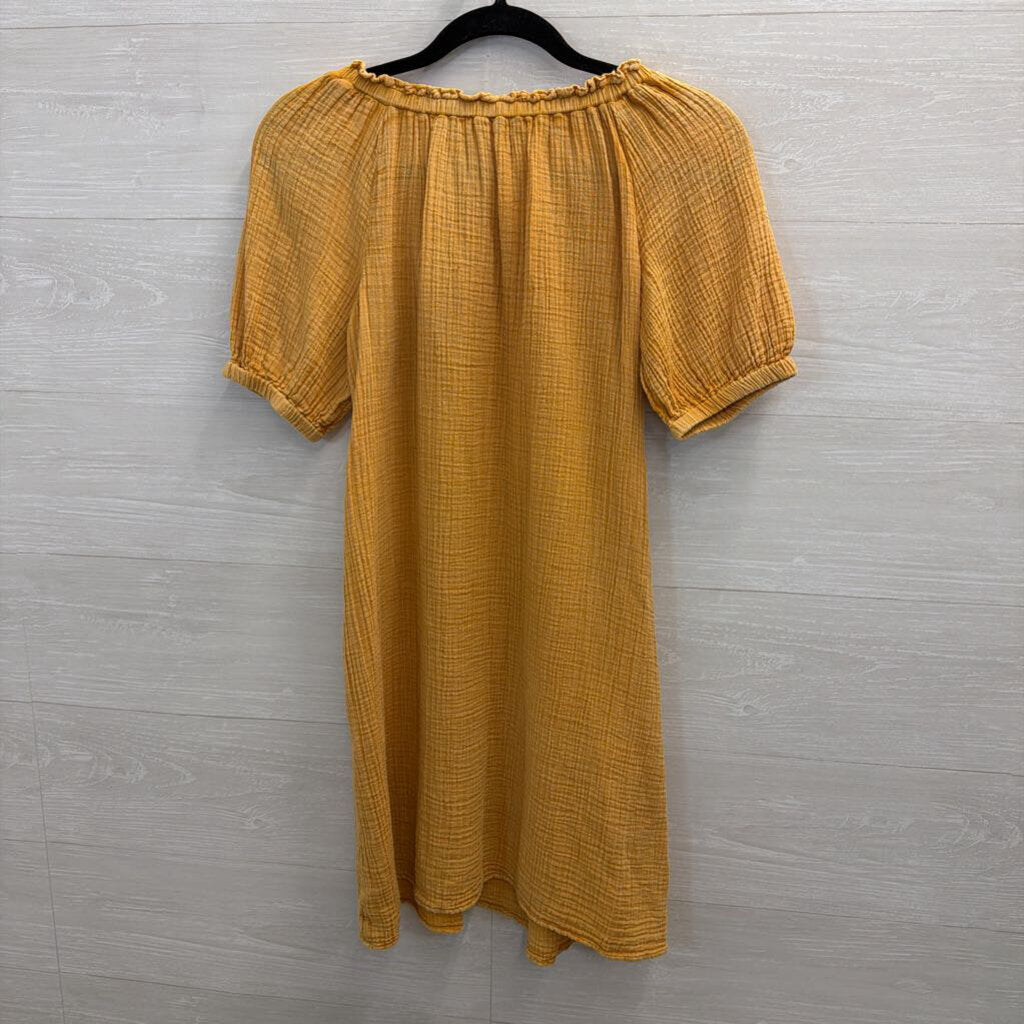 Wonderly Yellow Textured Short Puff Sleeve Top Small Petite