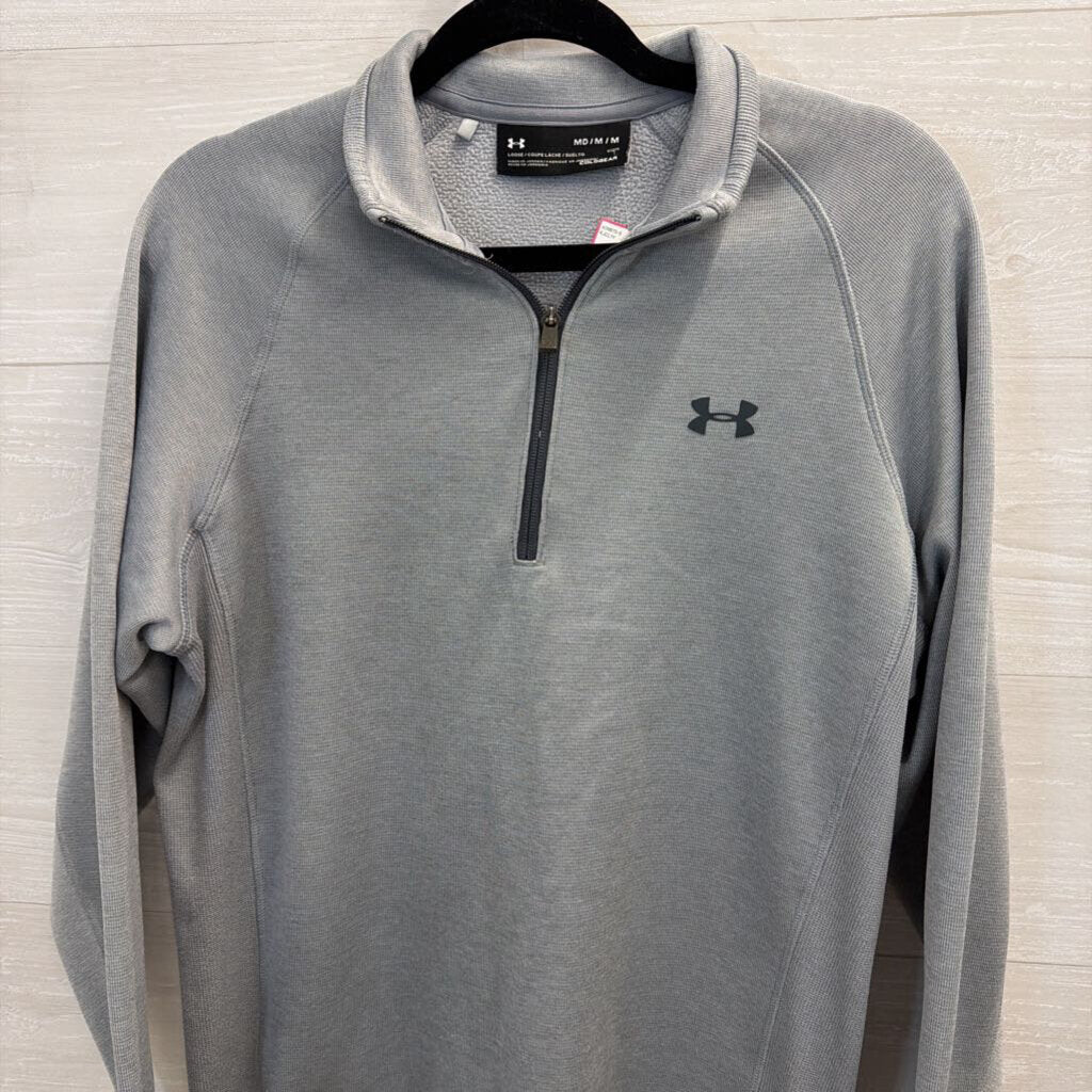 Under Armour Grey Quarter Zip Long Sleeve Pullover Medium