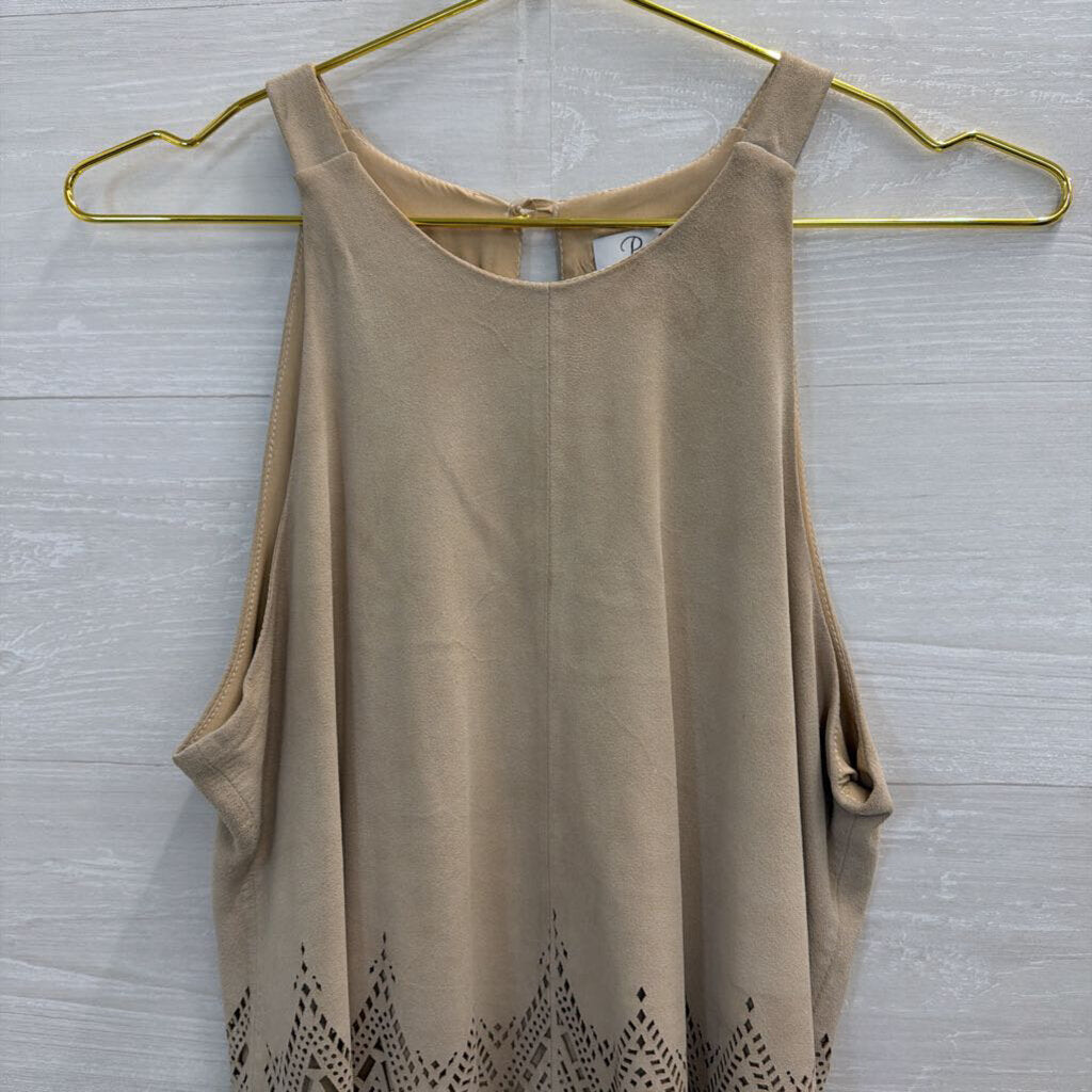 Parker Beige Suede Cropped Tank Top Small