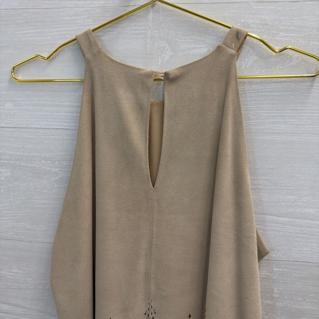 Parker Beige Suede Cropped Tank Top Small
