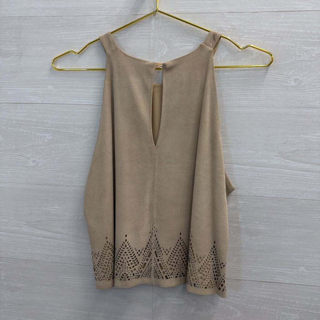 Parker Beige Suede Cropped Tank Top Small