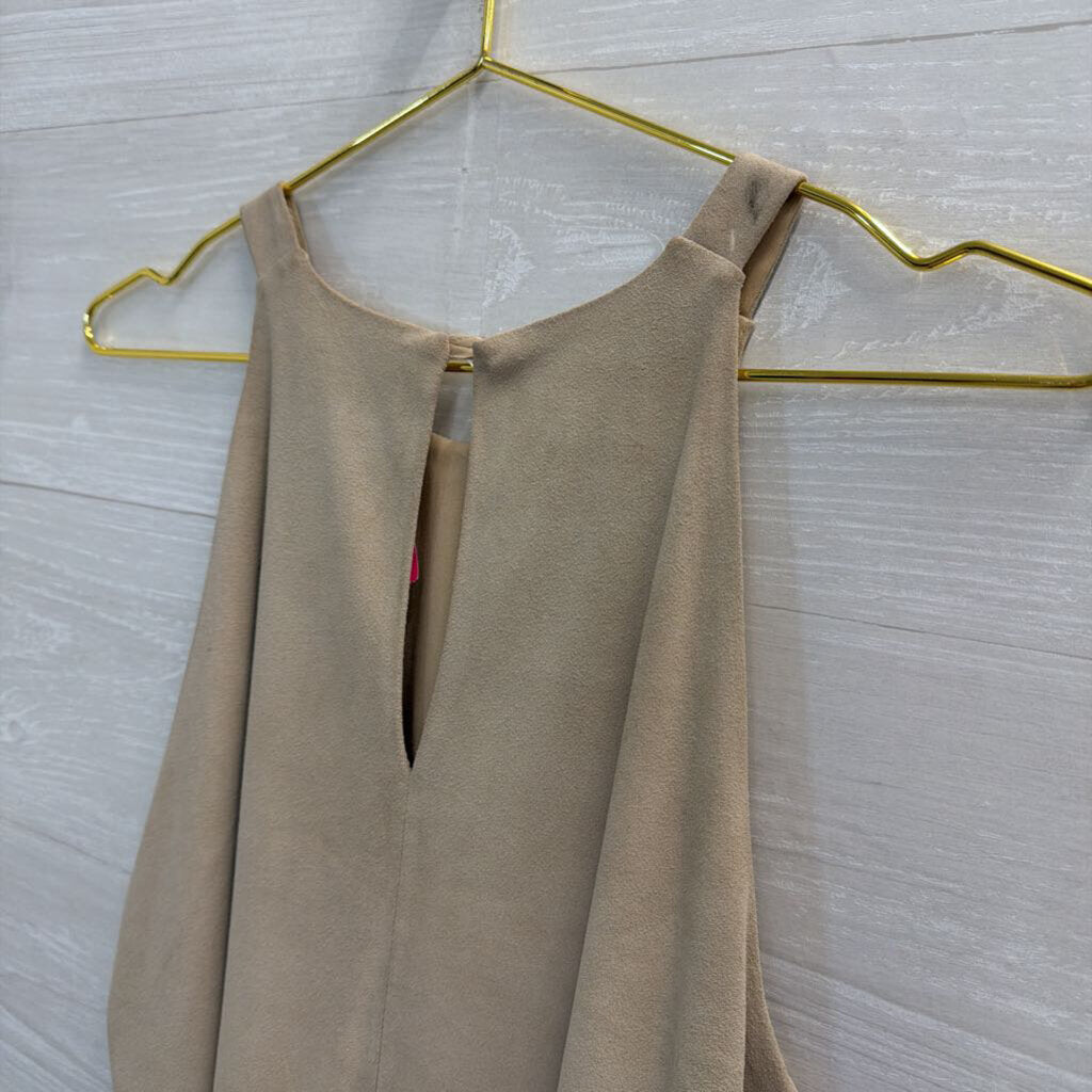 Parker Beige Suede Cropped Tank Top Small